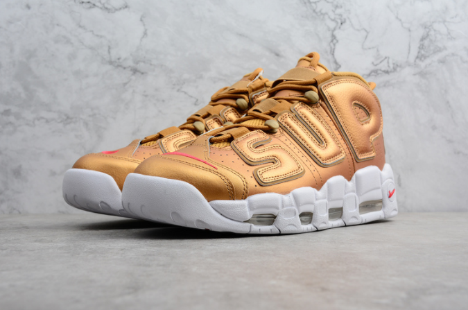 Supreme x Nike Air More Uptempo Metallic Gold White